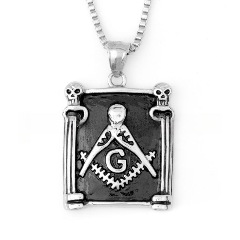 Stylish Titanium Steel Retro Skull Pendant Necklace for Men - Freemason Religious Jewelry Wholesale