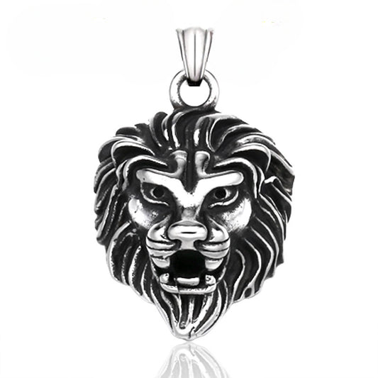 Titanium Steel Lion Head Pendant for Men - Domineering Animal Jewelry Wholesale