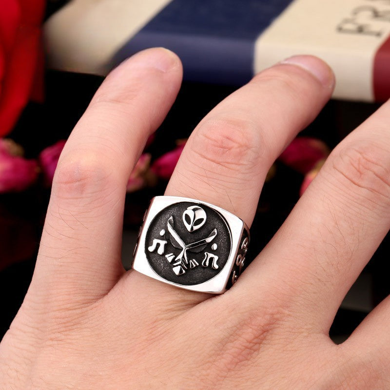 Vintage-Inspired Stainless Steel Masonic Ring for Men - Popular Fashion Jewelry Wholesale