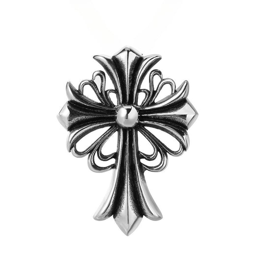 Elegant Cross Flower Titanium Steel Pendant for Men