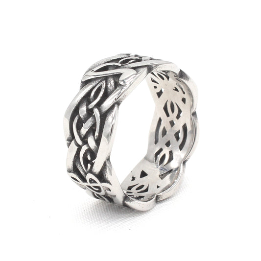 Personalized Retro Viking Music Note Titanium Steel Ring for Men - European & American Style