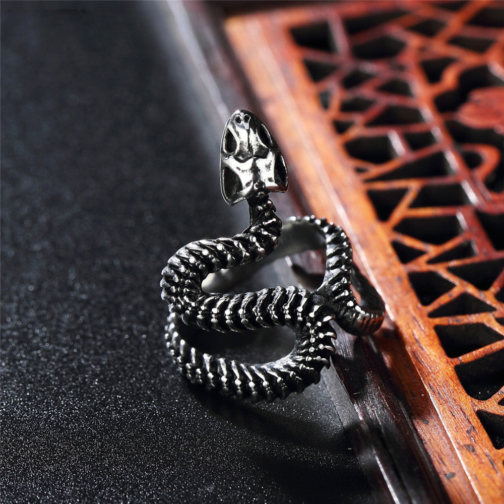 Snake Skeleton Titanium Steel Ring for Men