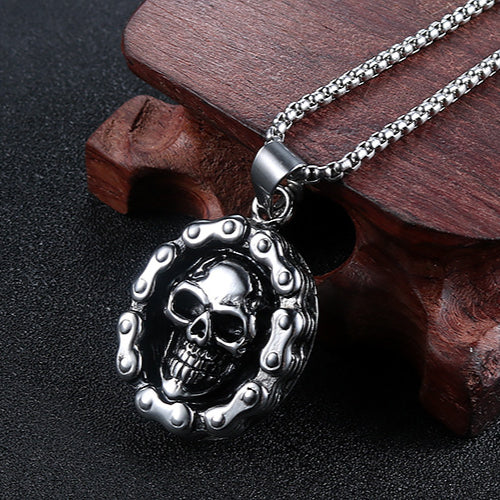 Titanium Steel Skull Pendant with Chain - Personalized Punk Jewelry for Men