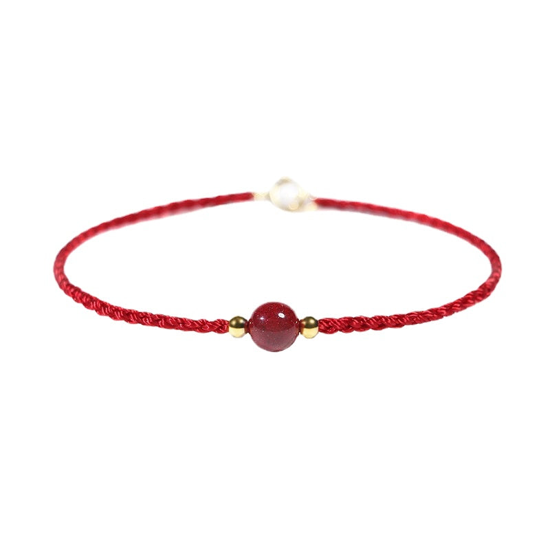 Red Rope Cinnabar Bracelet with Sterling Silver Details