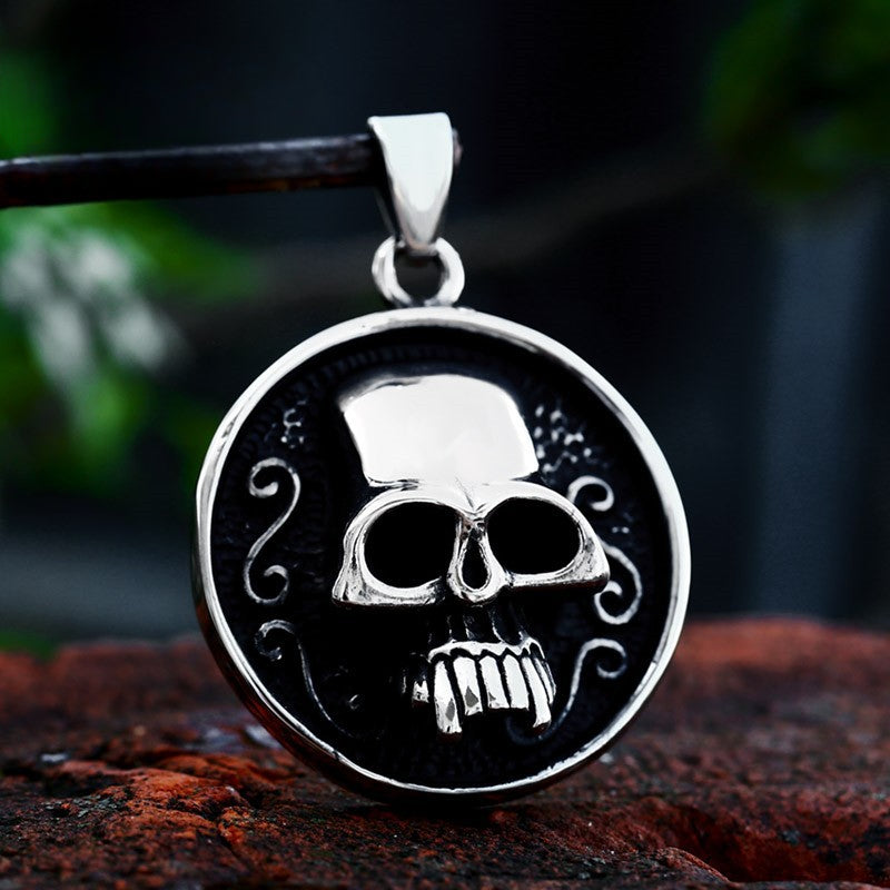 Wholesale Retro Stainless Steel 3D Skull Pendant - Punk Hip-Hop Titanium Steel Jewelry for Men