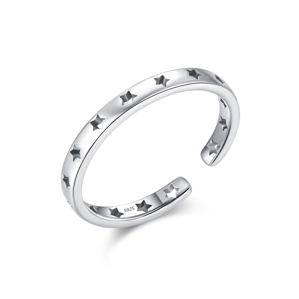 S925 Sterling Silver Adjustable Hollow Star Ring for Women - Everyday Genie Collection