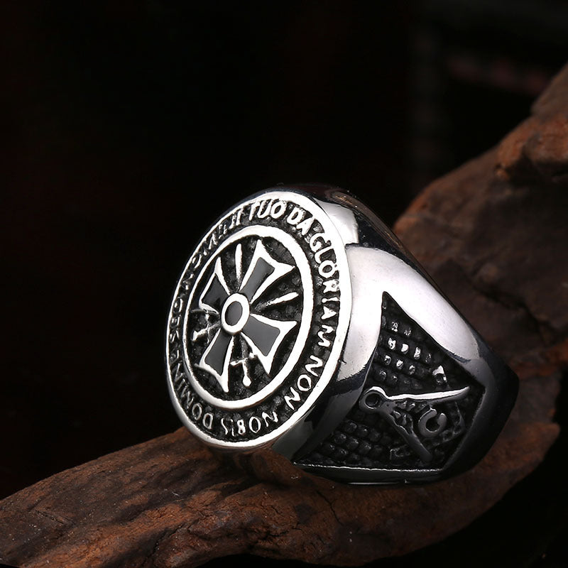 Knights Templar Expeditionary Cross Ring for Men - Medieval Vintage Jewelry