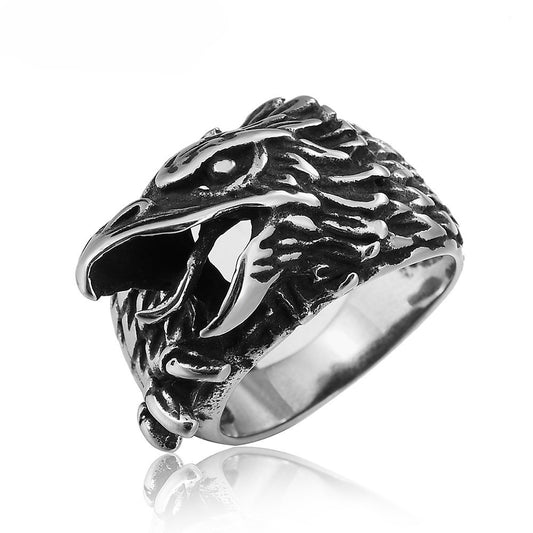 Personalized Retro Eagle Titanium Steel Ring for Men