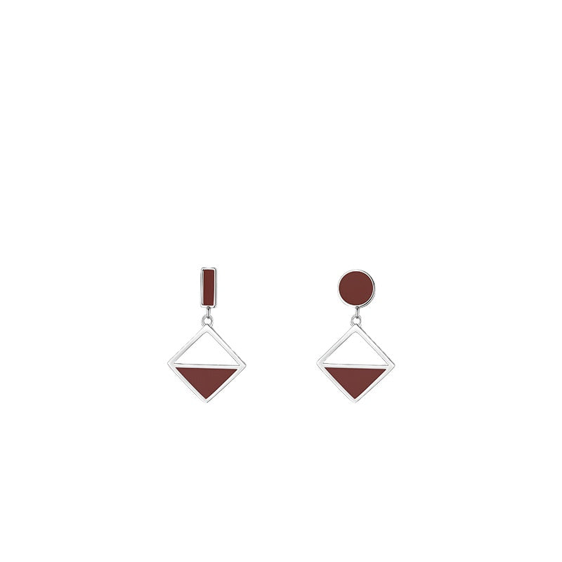 S925 Sterling Silver Irregular Drop Earrings with Enamel Detail