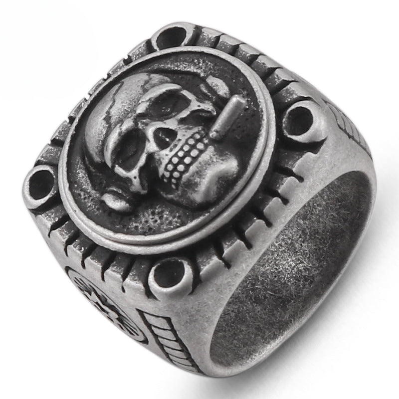 Rebel Style Personalized Skull Ring for Men - Retro Stainless Steel Fashion Accessory