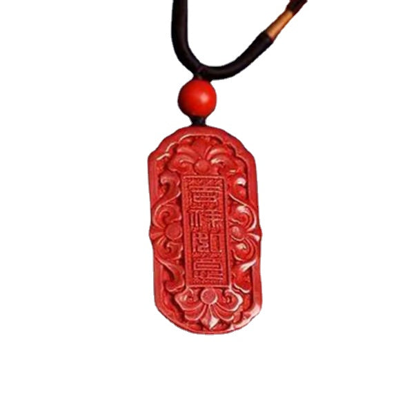 Cinnabar Auspicious Lucky and Wishful Pendant