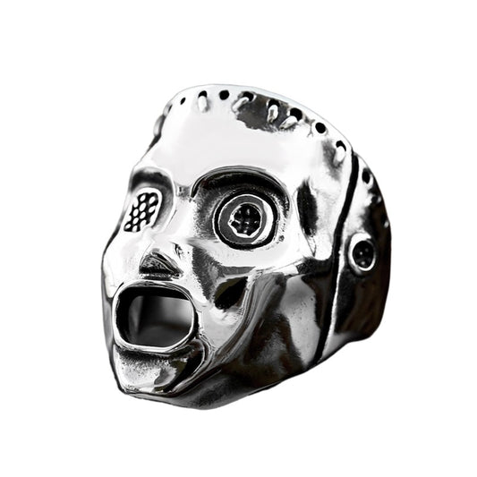 Retro Stainless Steel Skull Mask Ring for Men - European and American Titanium Steel Wholesale Collection