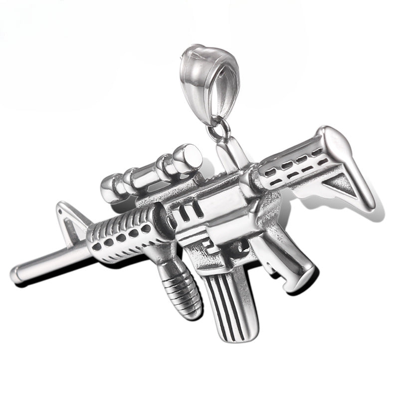 Stylish Hip Hop Titanium Steel AK47 Pendant for Men - European and American Fashion Jewelry