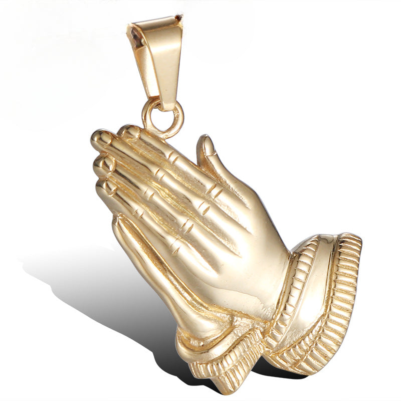 Hot-Selling Stainless Steel Gold Prayer Pendant for Men - Religious Bergamot Jewelry