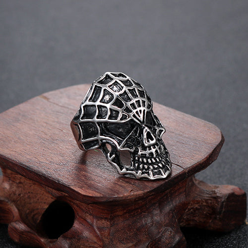 Punk Retro Spider-Man Titanium Steel Ring for Men - European and American Film & TV Inspired Accessories