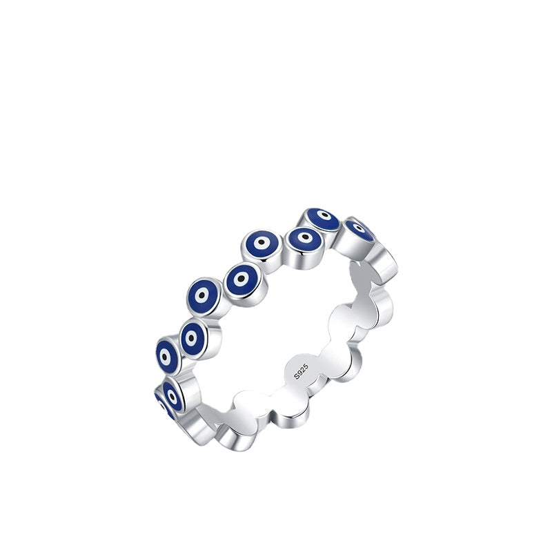 Everyday Genie Sterling Silver Blue Eye Ring - Size 5-9