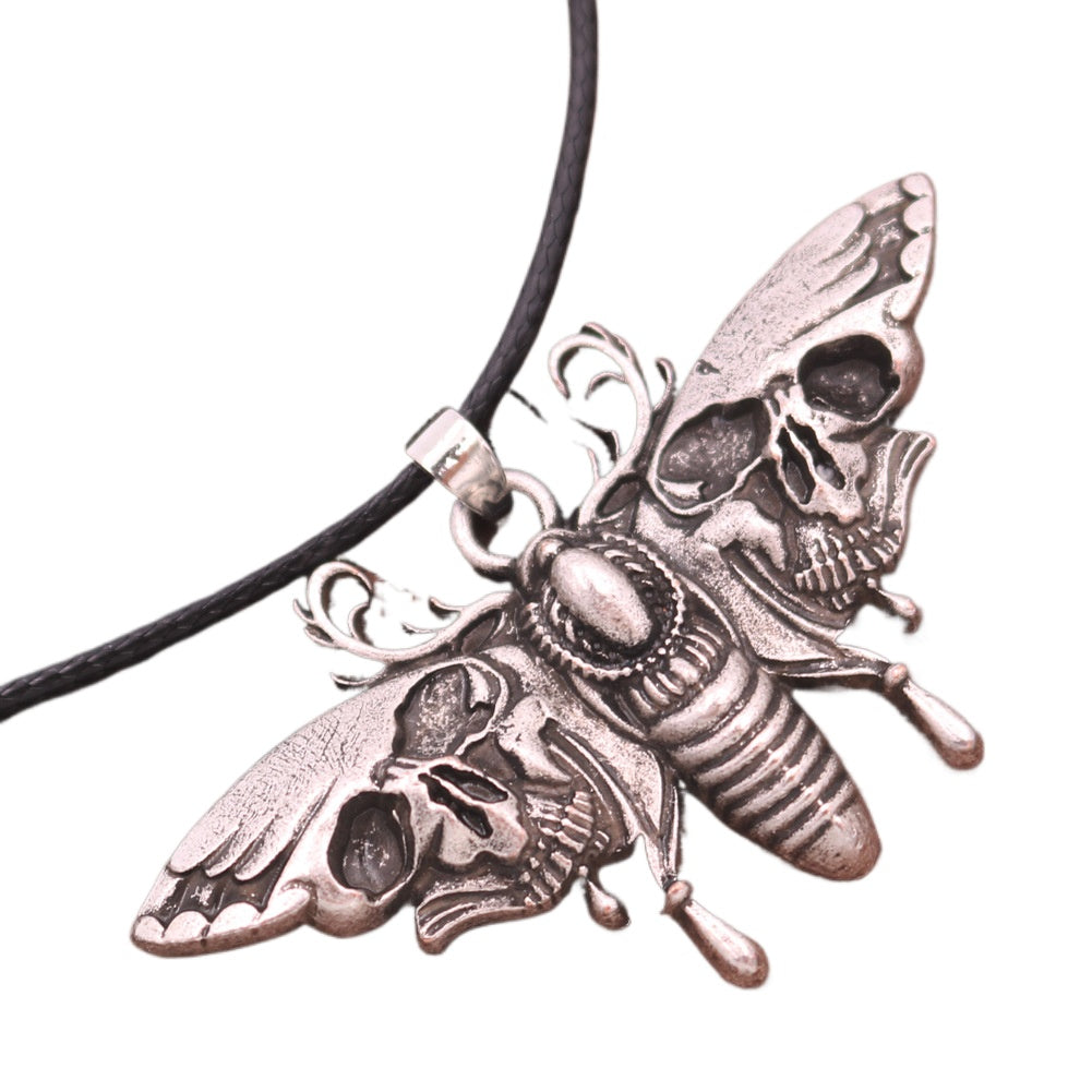 Skull Moth Pendant Retro Necklace with European Charm