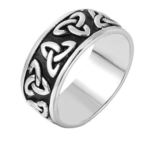 Edgy Titanium Steel Ring with Simple Knot Pattern for Men and Women