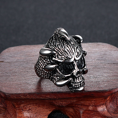 Men's Titanium Steel Skull Ring with Religious Totem - Trendy Domineering Design for Men