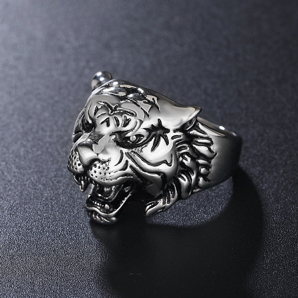 Tiger Head Titanium Steel Ring for Men