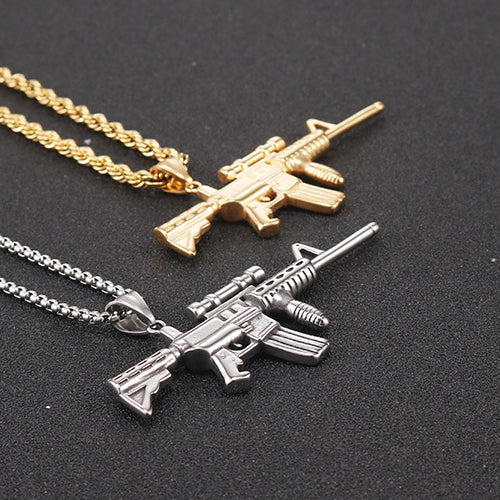 Stylish Hip Hop Titanium Steel AK47 Pendant for Men - European and American Fashion Jewelry