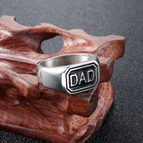 Personalized Retro Stainless Steel DAD Ring for Men - European and American Fashion Jewelry