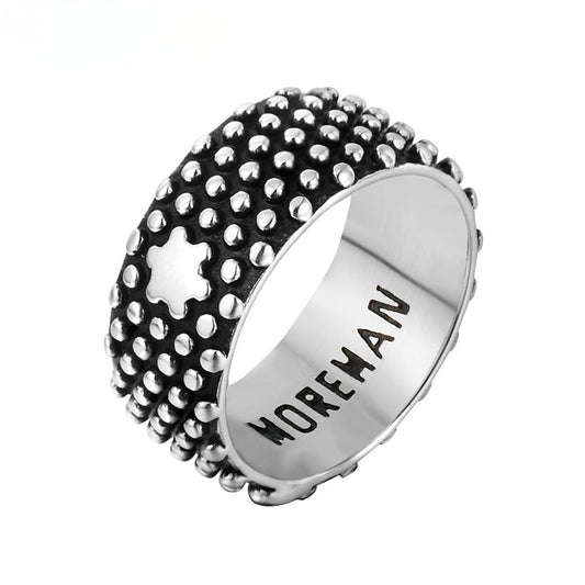 Hexagonal Star Vintage Titanium Steel Men's Ring