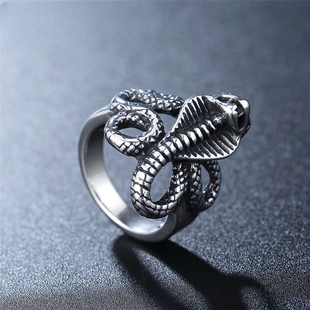 Retro Cobra Titanium Steel Ring for Men