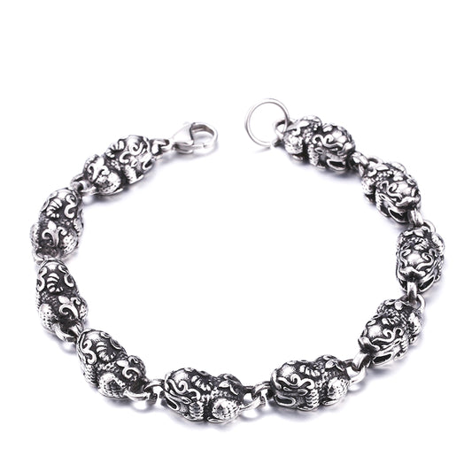 Trendy Titanium Steel Pixiu Bracelet for Men - Ethnic Jewelry Wholesale with Thai Silver Imitation