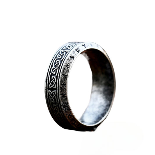 Personalized Nordic Viking Celtic Knot Titanium Steel Ring for Men - Retro Fashion Stainless Steel Band (Sizes 7-13)