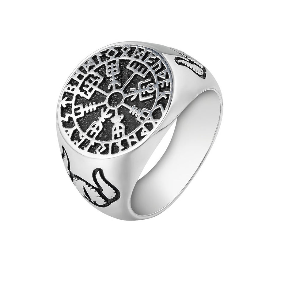 Vintage Viking Men's Titanium Steel Ring with European and American Style Personality