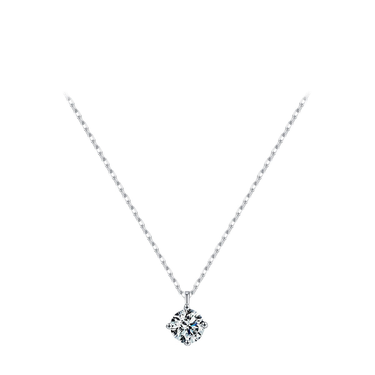 Luxurious Sterling Silver Necklace with Single Zircon