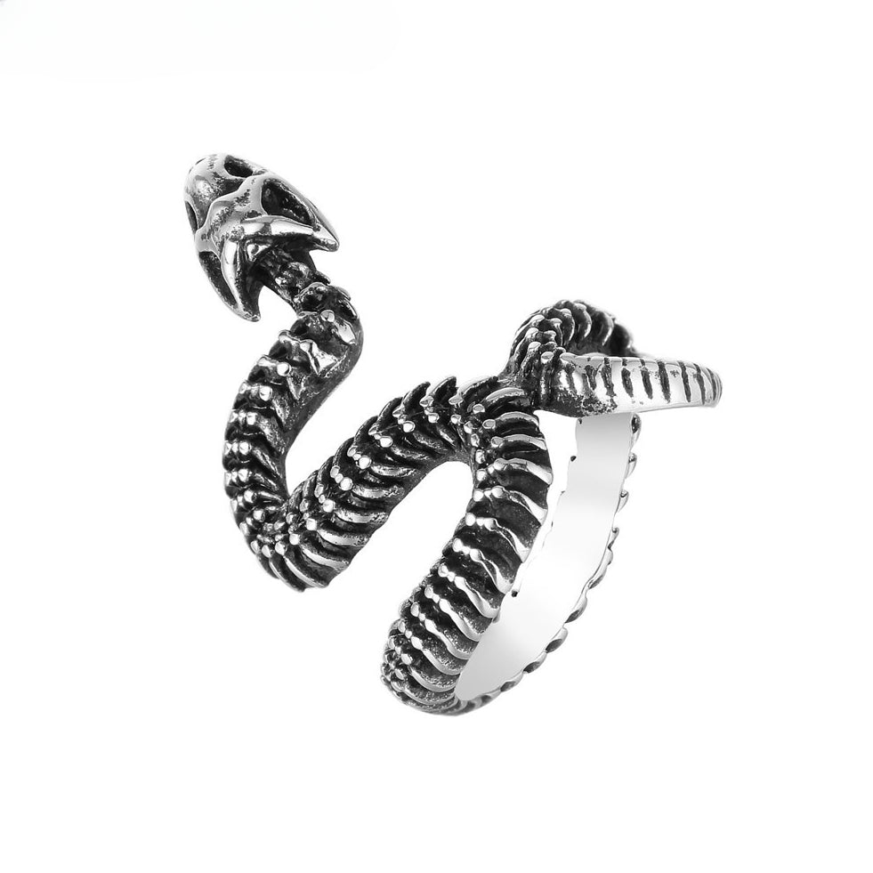 Snake Skeleton Titanium Steel Ring for Men