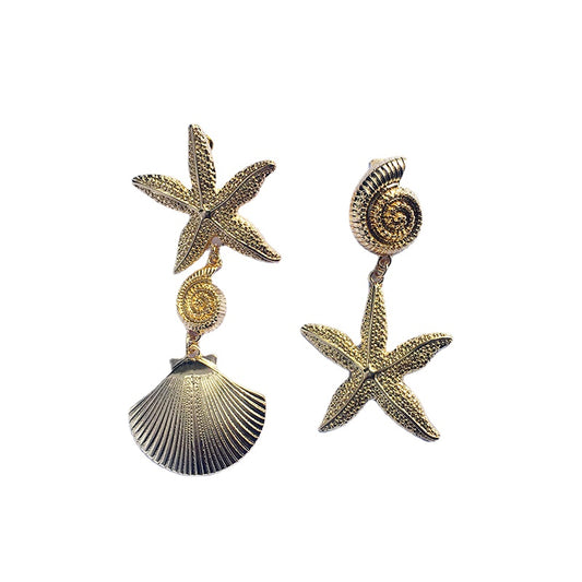 Golden Shell Stud Earrings - Exquisite Vienna Verve Collection by Planderful