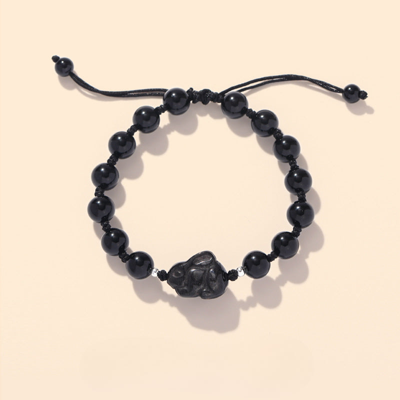 Fortune's Favor Handwoven Crystal and Obsidian Bracelet