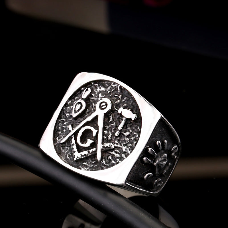 Custom Stainless Steel Masonic Ring for Men - European and American Jewelry