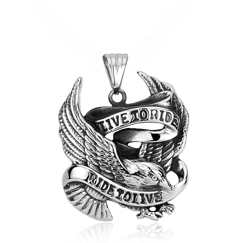 Wholesale Retro Titanium Steel Eagle Pendant for Men - European and American Stainless Steel Letter Accessories Manufacturer