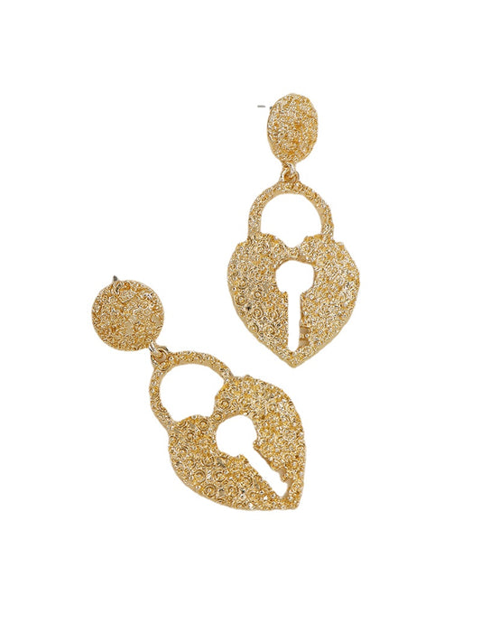 Metallic Lock Heart Earrings - Vienna Verve Collection