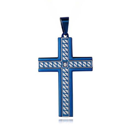 Stylish Pattern Latin Cross Zircon Titanium Steel Pendant for Men