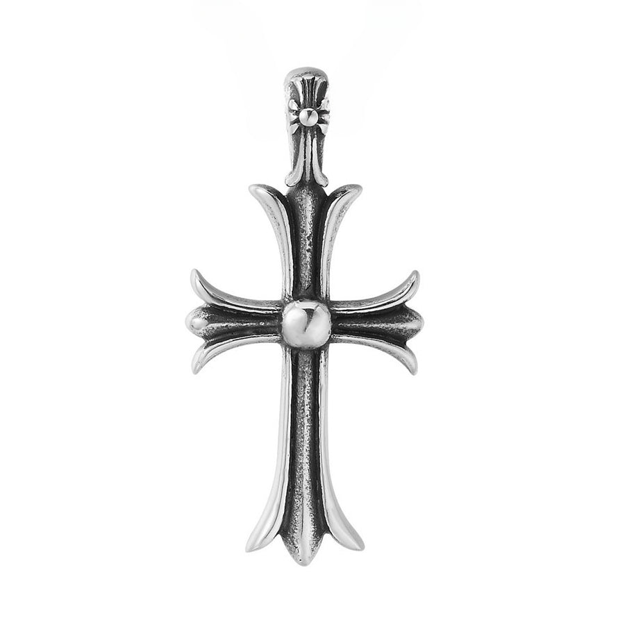 Large and Small Cross Flower Titanium Steel Pendant for Men