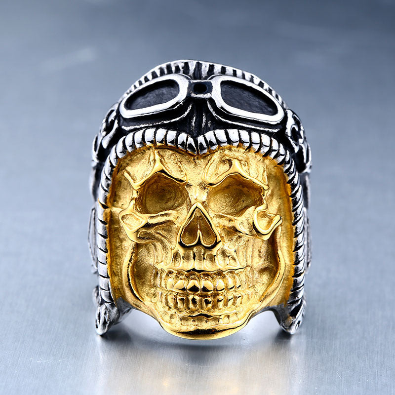 Titanium Steel Punk Skull Ring for Men - Bold and Unique Personality Jewelry