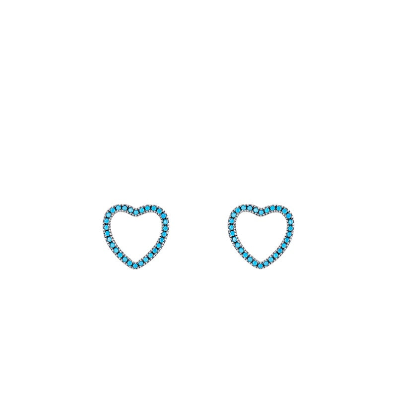 Cute Turquoise Heart-shaped Sterling Silver Earrings