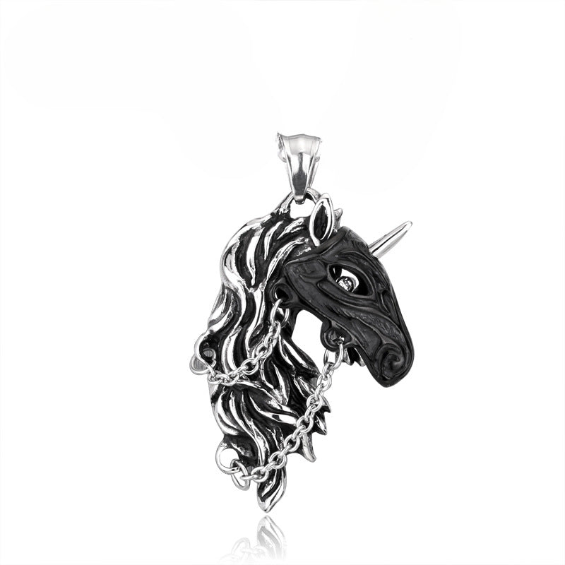 Wholesale Korean Zodiac Horse Pendant Jewelry, Titanium Steel Pony Necklace for Men