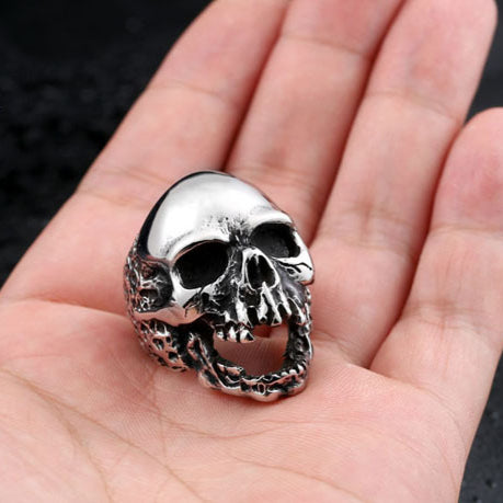 Trendy Titanium Steel Skull Ring for Men - European and American Punk Jewelry Wholesale