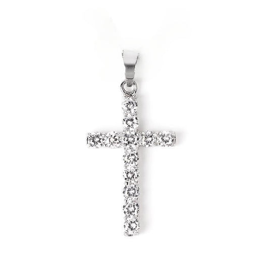 Zircon Latin Cross Titanium Steel Pendant for Men