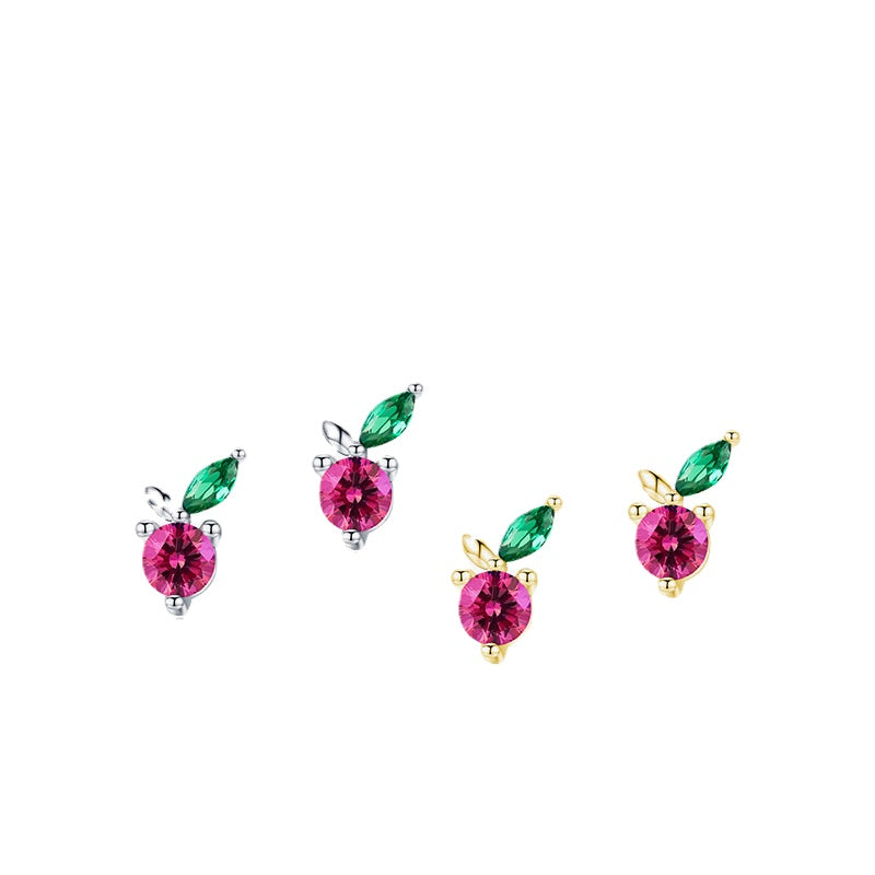 Cherry Zircon Sterling Silver Earrings