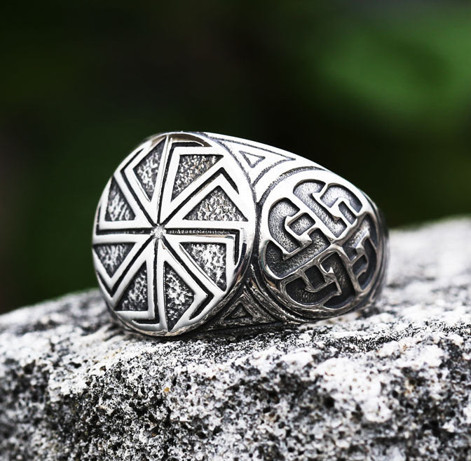 Viking-Inspired Retro Titanium Steel Men's Ring - Durable Stainless Steel Fashion Accessory