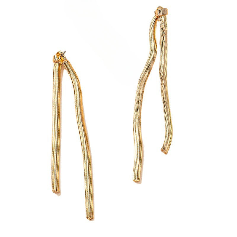 Serpentine Chain Tassel Earrings with a Twist: Urban Chic Statement Earrings