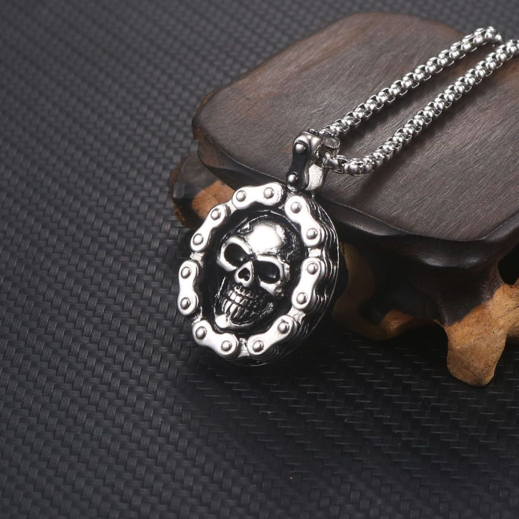 Titanium Steel Skull Pendant with Chain - Personalized Punk Jewelry for Men