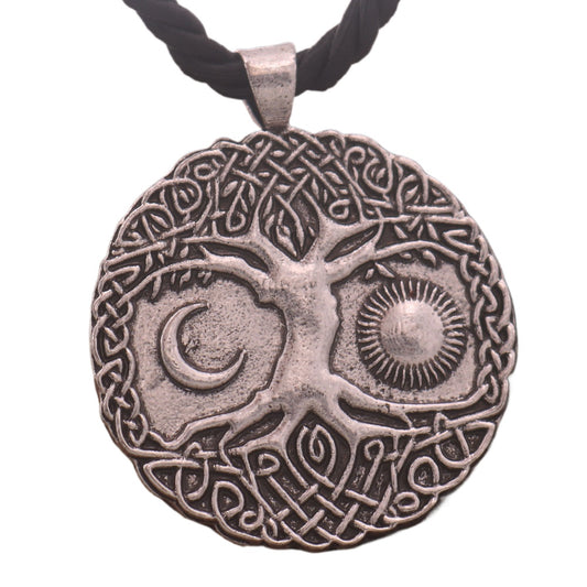 Mystical Tree of Life Zinc Alloy Pendant Necklace for Men from the Norse Legacy Collection